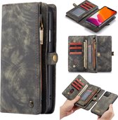 2 in 1 Leren Wallet + Case - iPhone 11 Pro Max 6.5 inch - Grijs - Caseme
