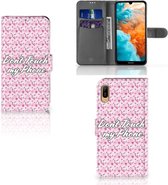 Huawei Y6 (2019) Portemonnee hoesje Flowers Pink DTMP