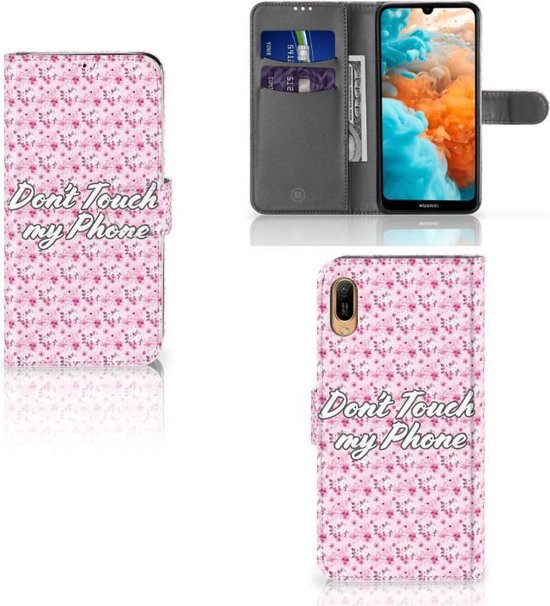 Huawei Y6 (2019) Portemonnee hoesje Flowers Pink DTMP