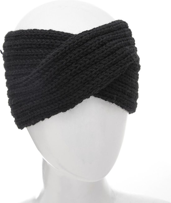 Warme gebreide hoofdband - Knitted Headband - Oorwarmers - Zwart - Dielay |  bol.com