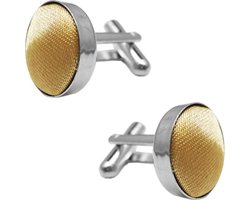 Fako Bijoux - Manchetknopen - Staal & Zijde - Ø 16mm - Champagne