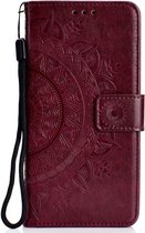 Shop4 - iPhone Xs Max Hoesje - Wallet Case Mandala Patroon Donker Rood