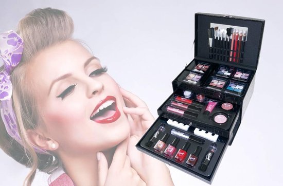 Complete make-up koffer - beautycase - cosmetica - make-up koffer 57-delig  - make-up -... | bol.com
