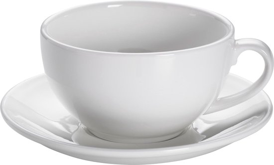 Maxwell & Williams White Basics Round - Cappuccino Kop en Schotel XL - 310 ml