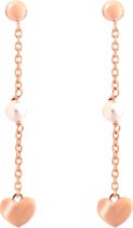 Orphelia ZO-7378 - Oorhangers Heart - Zilver 925 Rosé - Parel - 4 cm