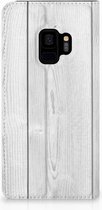 Geschikt voor Samsung S9 Telefoonhoesje Design White Wood
