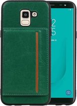 Groen Staand Back Cover 1 Pasjes voor Samsung Galaxy J6