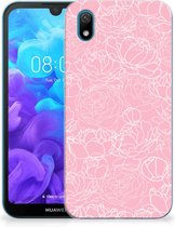 Back Case Huawei Y5 (2019) TPU Siliconen Hoesje White Flowers