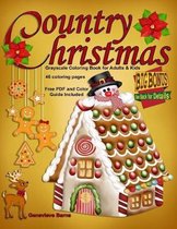 Country Christmas Grayscale Coloring Book for Adults & Kids