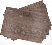 6x Placemat bruine hout print 45 cm - Placemats/onderleggers tafeldecoratie - Tafel dekken