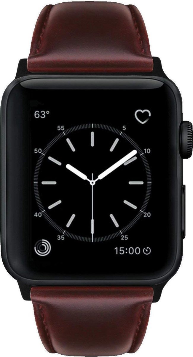 YONO Klassiek Leer Bandje geschikt voor Apple Watch - 38 mm - 40 - 41 - Luxe Lederen iWatch Armband - Rood Bruin