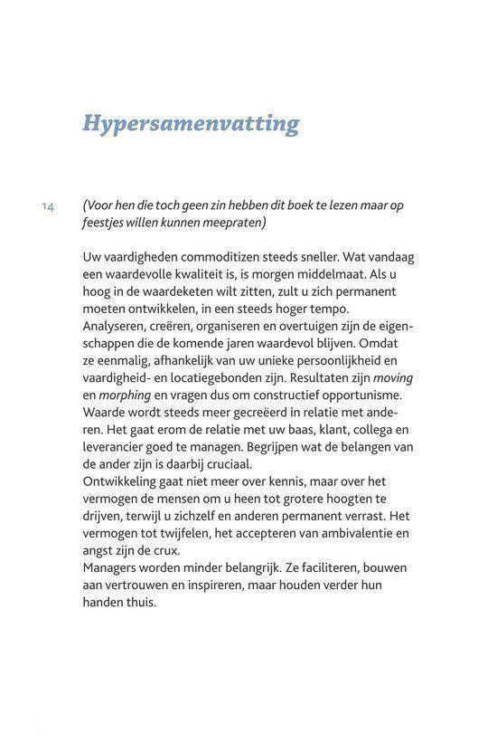 Pagina 14 met de titel Hypersamenvatting en tekst over waarde en ontwikkeling.