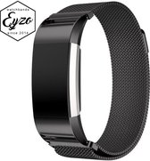 Milanees Horloge Band Voor de Fitbit Charge 2 - Milanese Metalen Watchband - Armband RVS - Zwart / Black - Medium / Large