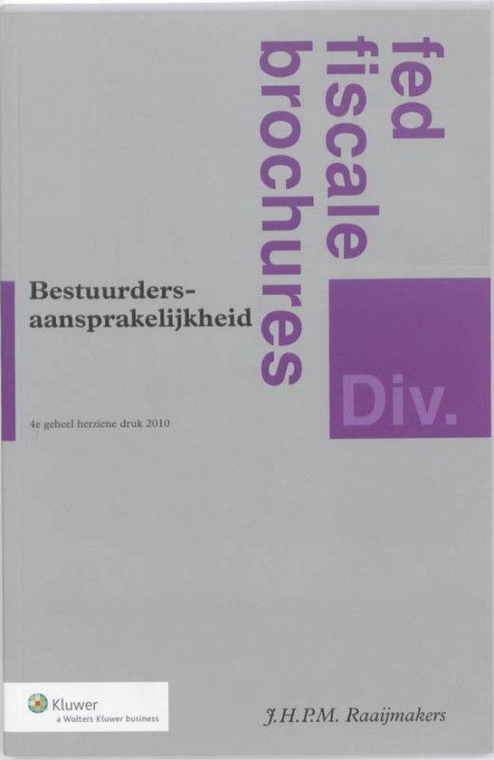 Fed's fiscale brochures 009 - Bestuurdersaansprakelijkheid - cover