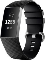 Siliconen Horloge Band Geschikt Voor Fitbit Charge 3 - Armband / Polsband / Strap / Sportband - Large - Zwart