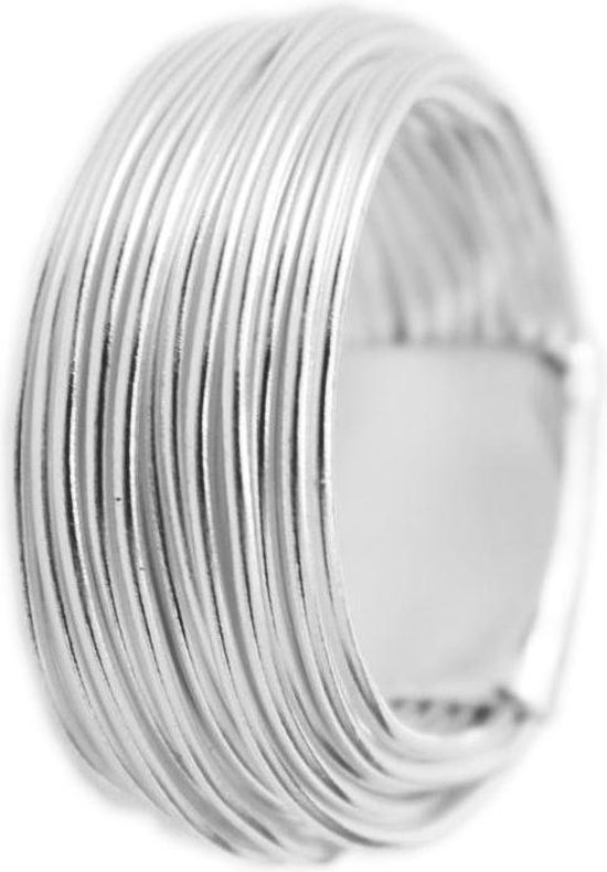 Kalmte uniek Shuraba Brede Zilveren Ring - Handgemaakt - Zilverdraad Ring - 18.0mm | bol.com