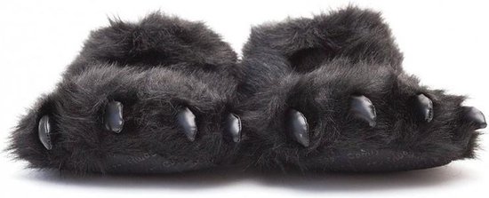 Dierenpoot pantoffels beer - Zwart