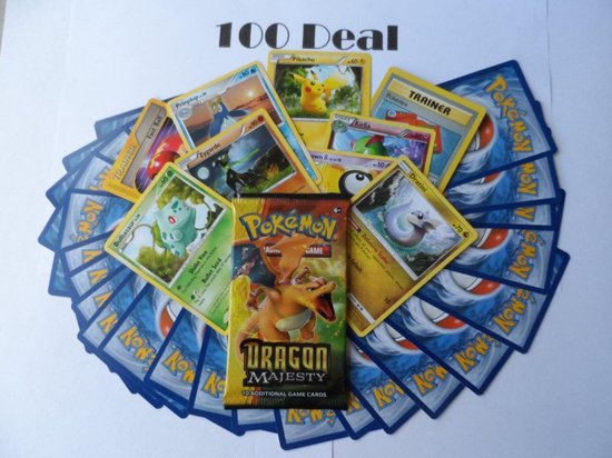 Thumbnail van een extra afbeelding van het spel 100 Pokemon deal, 1 Sealed booster/pakje en als bonus 90 random kaarten. kans op Gx/EX/Tag Team/ Break/Secret uit je booster.