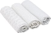 Lässig Heavenly soft swaddle doek / hydrofiele luier met bamboe 3 stuks - lela licht grijs L 80x80cm