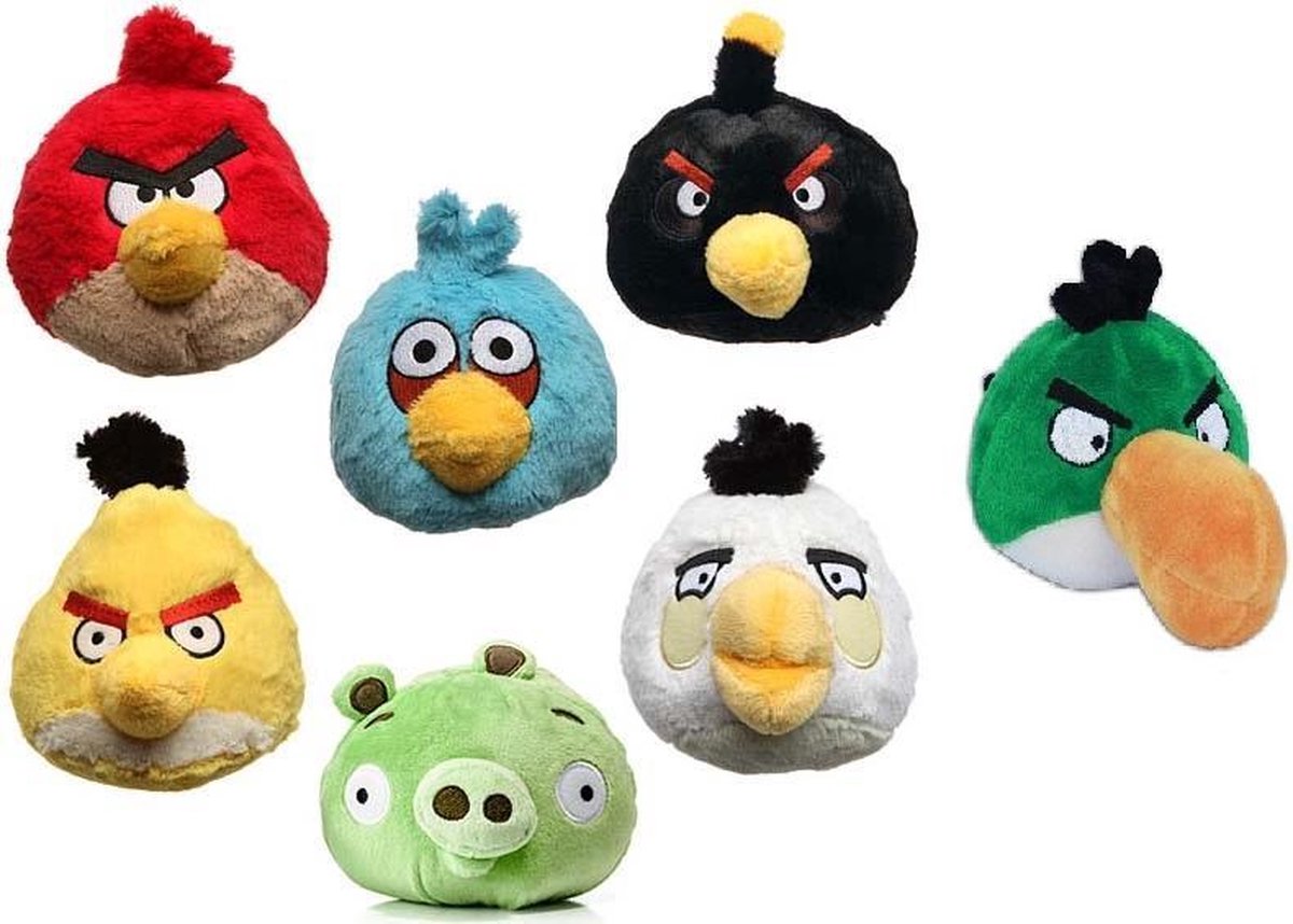 Zeemeeuw Netelig Indica Angry Birds Knuffels Pluche - 10cm - 7 stuks - assortie | bol.com