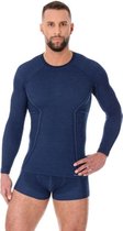 Brubeck | Thermo Ondergoed Heren - Active Wool Shirt met Merino Wol Lange Mouw Marineblauw XL
