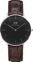 Daniel Wellington DW00100146 Classic Black York - Horloge - Leer - Bruin - Ø 36 mm