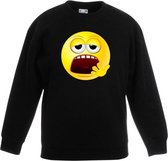 Smiley/ emoticon sweater moe zwart kinderen 7-8 jaar (122/128)