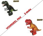 2x Tyrannosaurus - T-Rex DINOSAURUS Speelgoed met licht en dino geluiden (inl. batterijen)