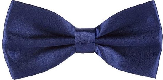 Fako Fashion® - Noeud papillon - Noeud papillon - Satin - 12,5cm - Bleu foncé