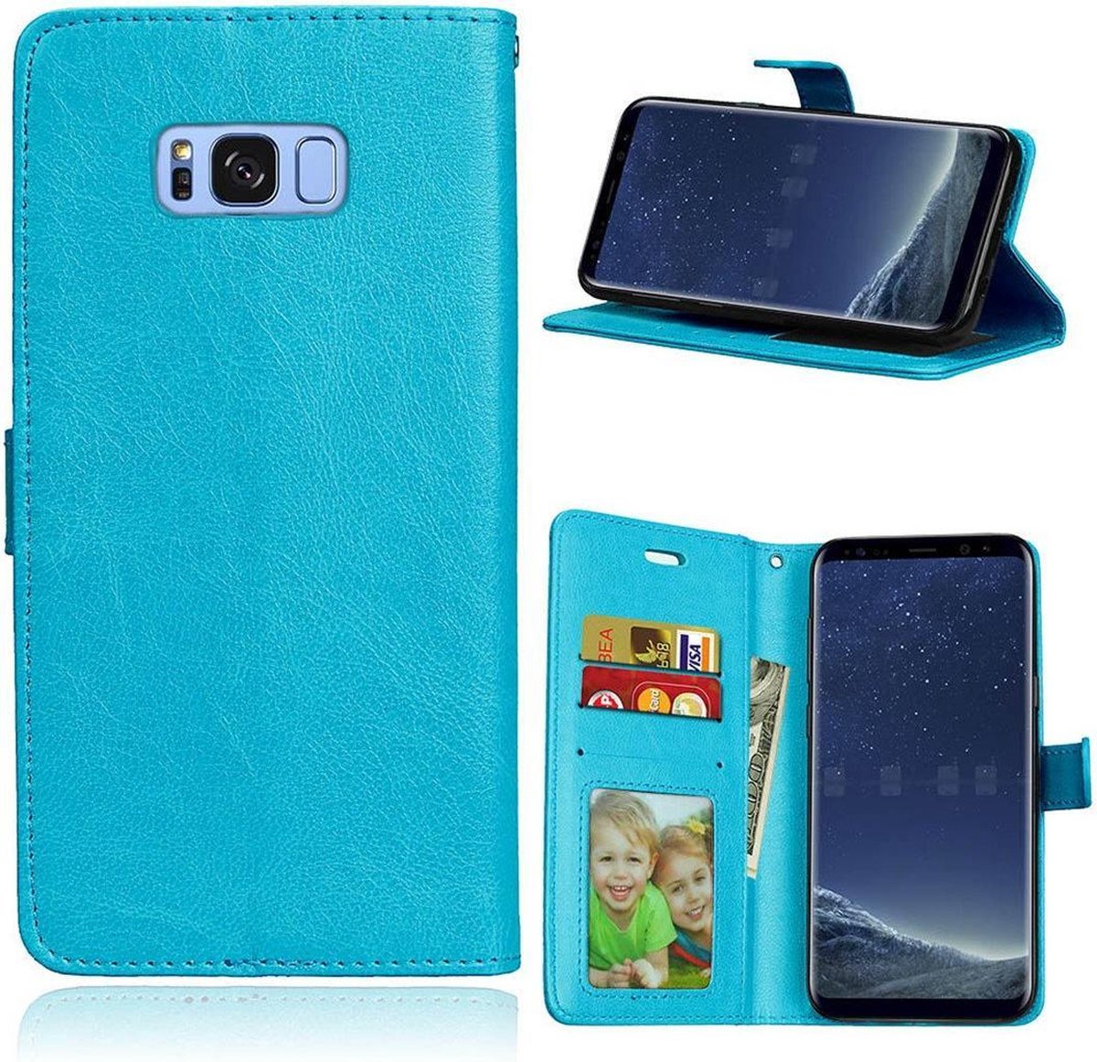 Telefoonhoes Geschikt voor: Samsung Galaxy S8 Plus portemonnee hoesje - Turquoise