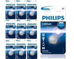 10 Stuks - Philips CR1620 3v lithium knoopcelbatterij