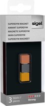 magneet voor glasbord Sigel 10x10x10mm assorti mix pack sterk 3 stuks SI-GL724