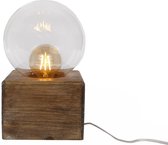Tafellamp  op blok naturel hout 18x18x31cm