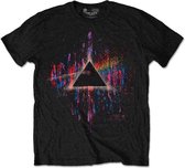 Pink Floyd Heren Tshirt -S- Dark Side Of The Moon Pink Splatter Zwart