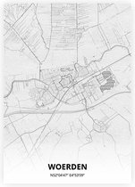 Woerden plattegrond - A2 poster - Tekening stijl