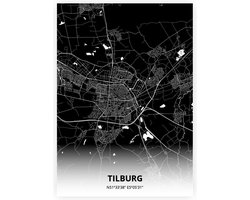 Tilburg plattegrond - A3 poster - Zwarte stijl