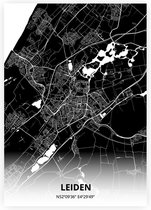 Leiden plattegrond - A3 poster - Zwarte stijl