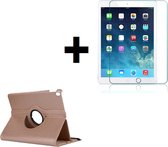 iPad Air 3 2019 Hoesje -10.5 inch - iPad Air 3 2019 Screenprotector - Draaibare Book Case Bescherm Cover Goud + Screenprotector Tempered Glass