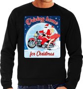 Foute Kersttrui / sweater - Driving home for christmas - motorliefhebber / motorrijder / motor fan zwart voor heren - kerstkleding / kerst outfit S (48)