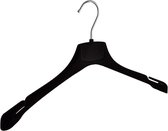 De Kledinghanger Gigant - 40 x Mantel / kostuumhanger kunststof velours zwart met schouderverbreding en rokinkepingen, 42 cm