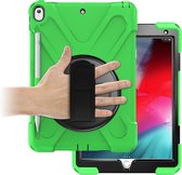 Tablet hoes geschikt voor iPad 10.2 2019 / 2020 / 2021 Cover - Hand Strap Armor Case - Green