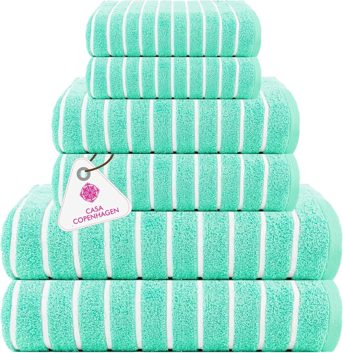Ecstatic 6-delige handdoekenset - aquablauw, 600 g/m², 2 badhanddoeken, 2 handdoeken, 2 washandjes van zacht Egyptisch katoen voor badkamer, keuken en douche