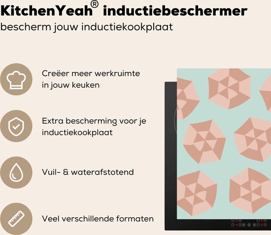 KitchenYeah® Inductie beschermer 80.2x52.2 cm - Zomer - Parasols - Lichtblauw - Kookplaataccessoires - Afdekplaat voor kookplaat - Inductiebeschermer - Inductiemat - Inductieplaat mat