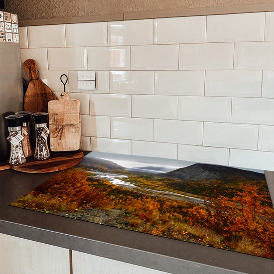 KitchenYeah® Inductie beschermer 81.2x52 cm - Gletsjer met op de achtergrond de Denali in Amerika. - Kookplaataccessoires - Afdekplaat voor kookplaat - Inductiebeschermer - Inductiemat - Inductieplaat mat