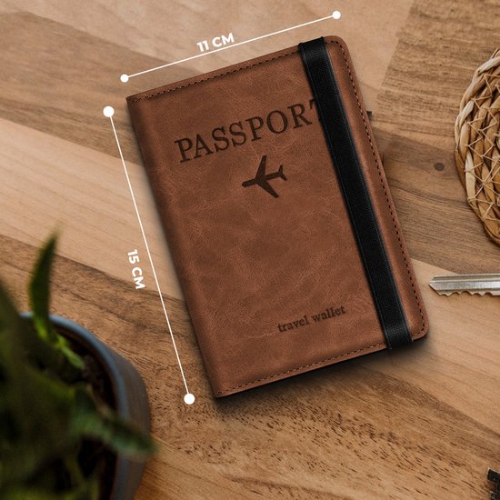 Étui à passeport - Porte-passeport - Couverture de passeport - RFID - Simili cuir - Marron