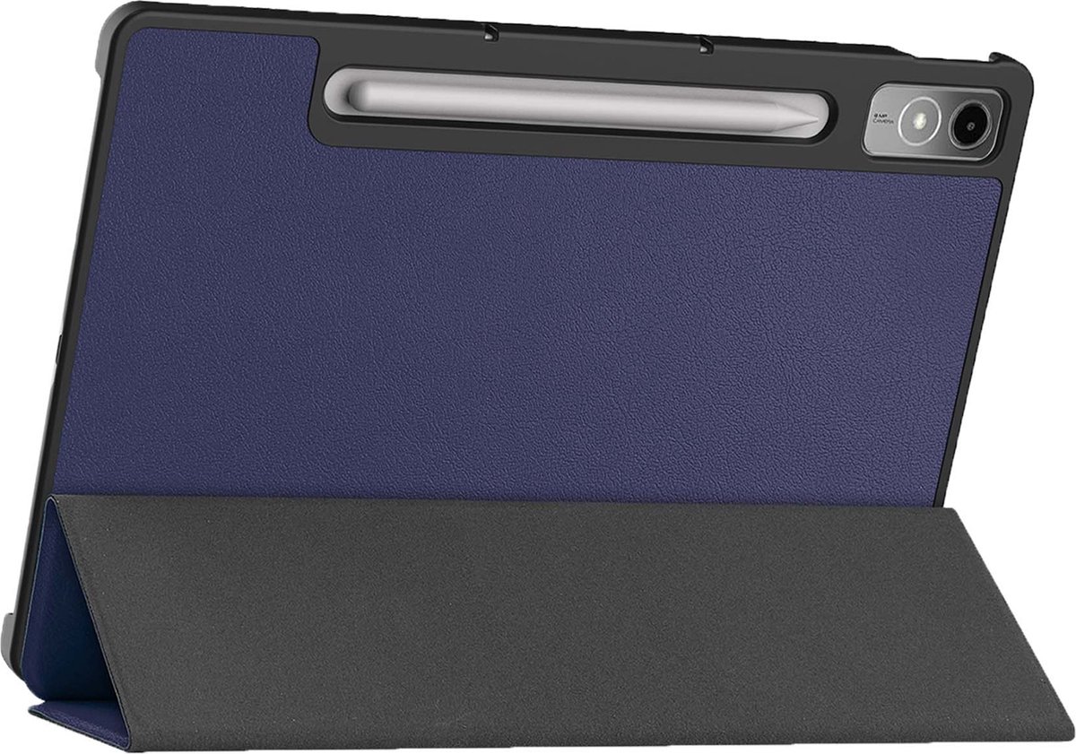 Hoes Geschikt voor Lenovo Tab P12 Hoes Tri-fold Tablet Hoesje Case Met Uitsparing Geschikt voor Lenovo Pen - Hoesje Geschikt voor Lenovo Tab P12 Hoesje Hardcover Bookcase - Donkerblauw