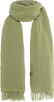 Knit Factory Astre Sjaal Dames - Katoenen sjaal - Langwerpige sjaal - Groen/grijze zomersjaal - Dames sjaal - Blok motief - Spring Green/Kiezelgrijs - 200x90 cm - XXL Sjaal - 50% katoen/50% acryl