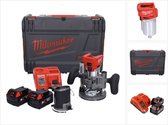 Routeur à batterie Milwaukee M18 FTR-502X 18 V sans balais + 2x batterie 5,0 Ah + chargeur + modules de routeur + boîtier HD