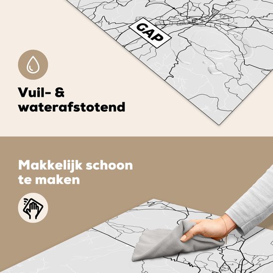 KitchenYeah® Inductie beschermer 78x78 cm - Plattegrond – Gap – Stadskaart – Kaart – Frankrijk - Kookplaataccessoires - Afdekplaat voor kookplaat - Inductiebeschermer - Inductiemat - Inductieplaat mat