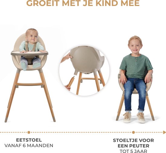 KINDERKRAFT - Kinder eetstoel 2in1 DINNLY grijs